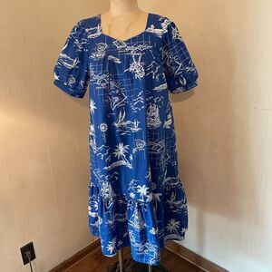 Vintage 70s ROYAL CREATIONS Hawaiian MAP Muumuu Dress L nwot